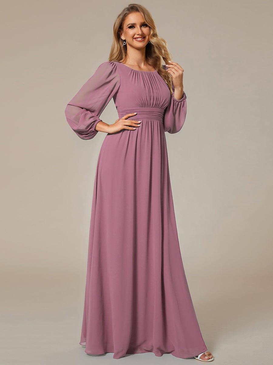 ever CELESTE|Long Sleeve Chiffon A-Line Empire Waist Formal Dress