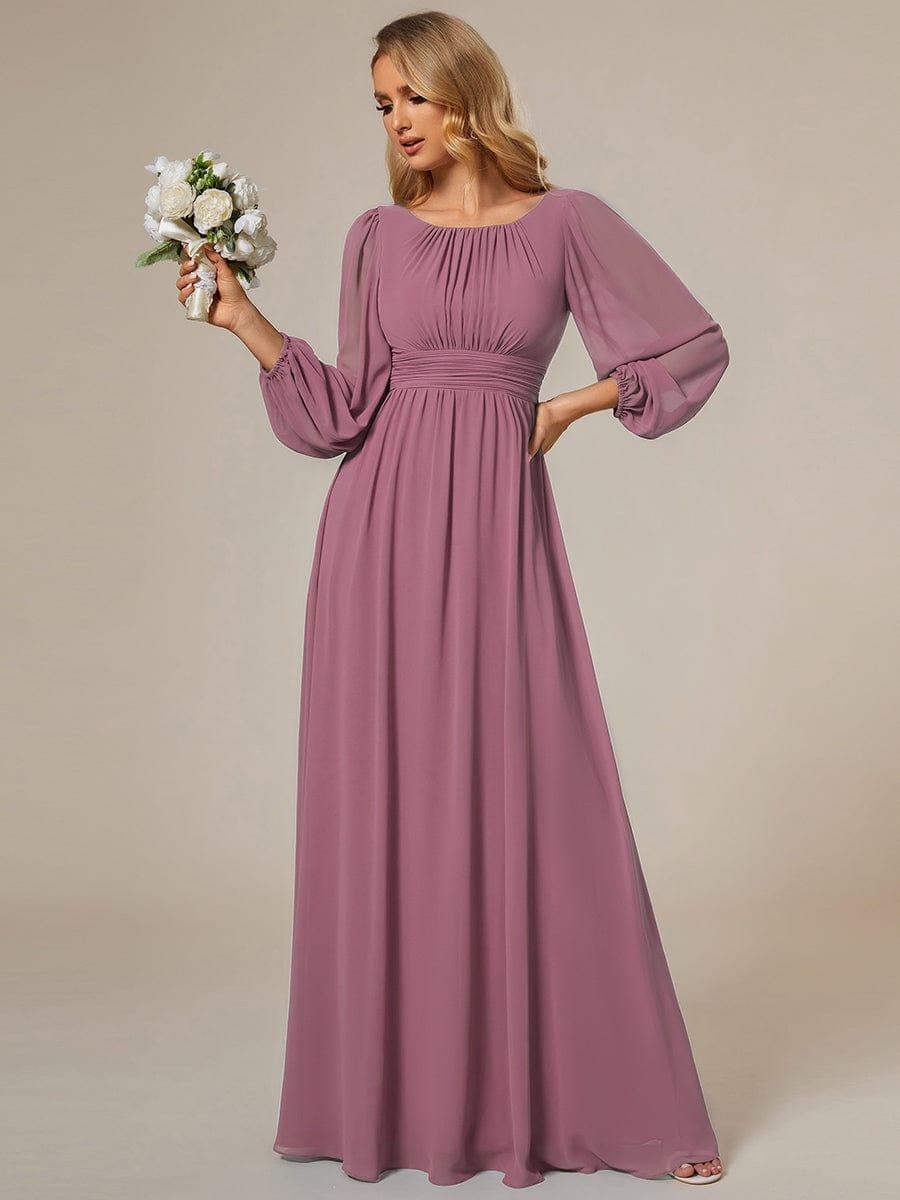 ever CELESTE|Long Sleeve Chiffon A-Line Empire Waist Formal Dress