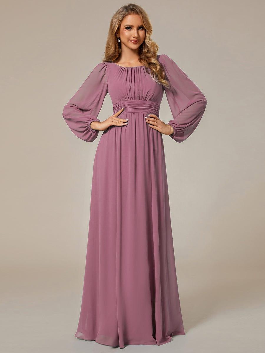 ever CELESTE|Long Sleeve Chiffon A-Line Empire Waist Formal Dress
