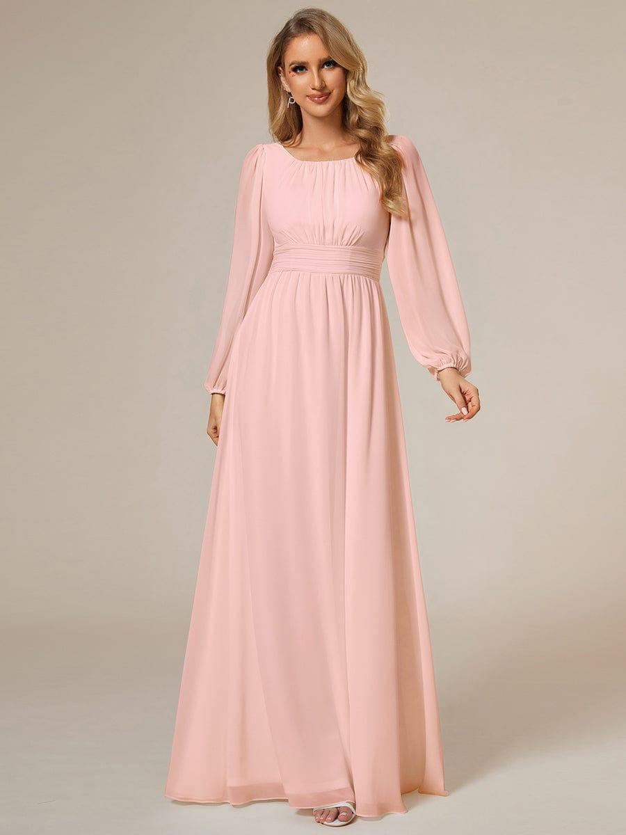 ever CELESTE|Long Sleeve Chiffon A-Line Empire Waist Formal Dress