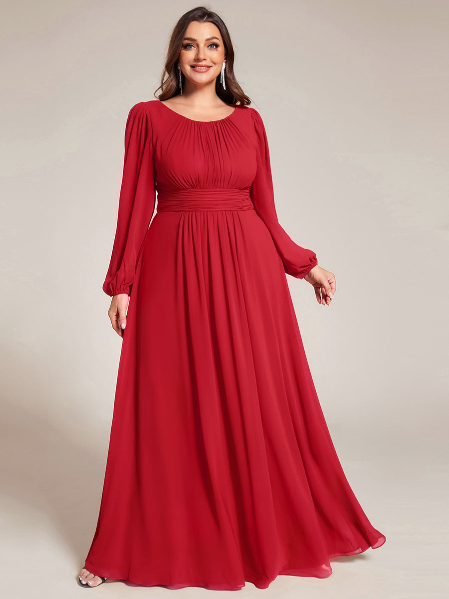 ever CELESTE|Chiffon Long Sleeve A-Line Round Neckline Formal Dress