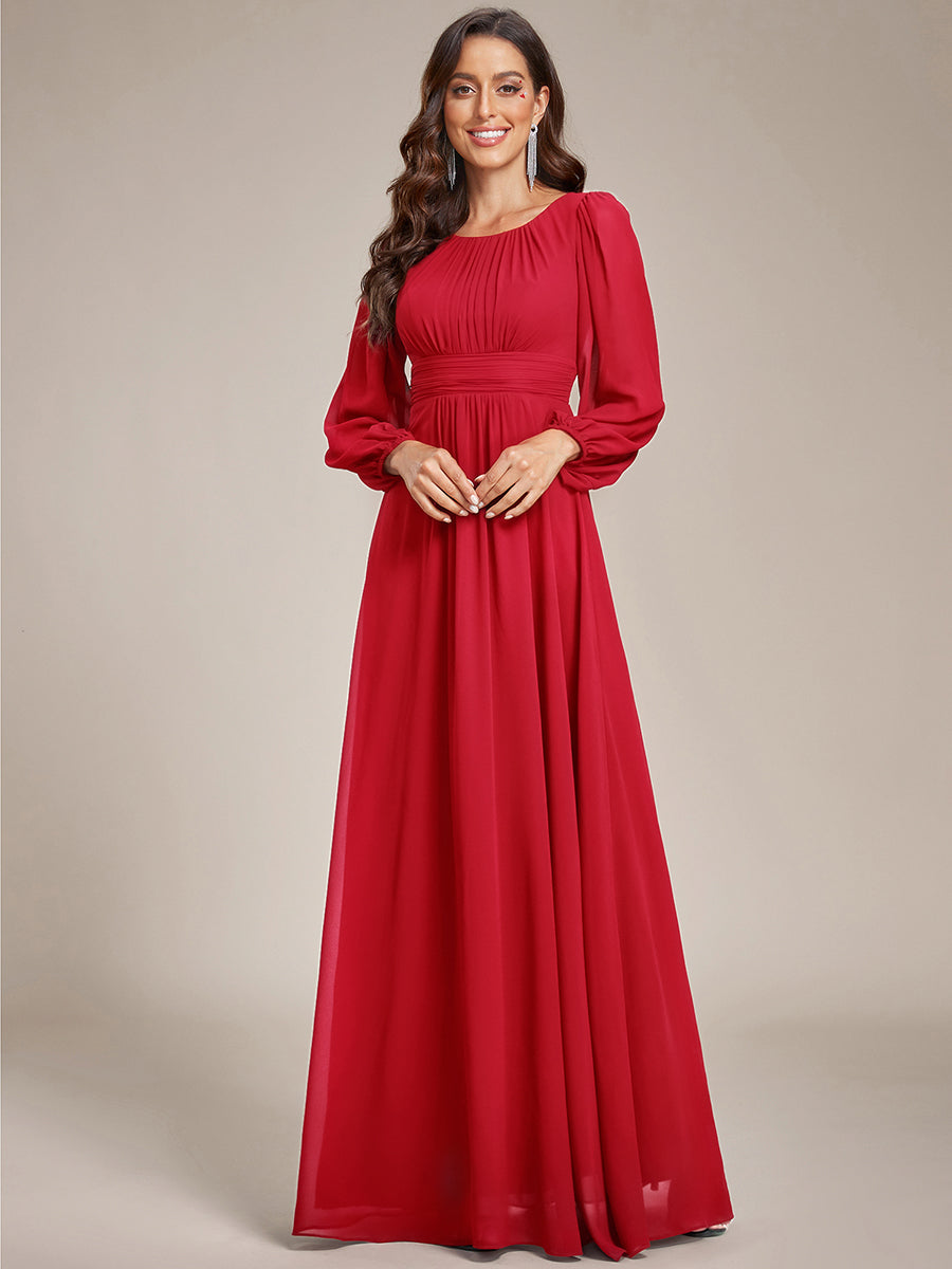 ever CELESTE|Chiffon Long Sleeve A-Line Round Neckline Formal Dress