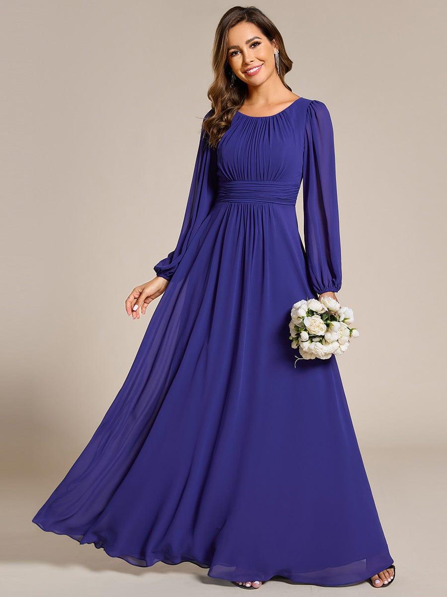 ever CELESTE|Long Sleeve Chiffon A-Line Empire Waist Formal Dress