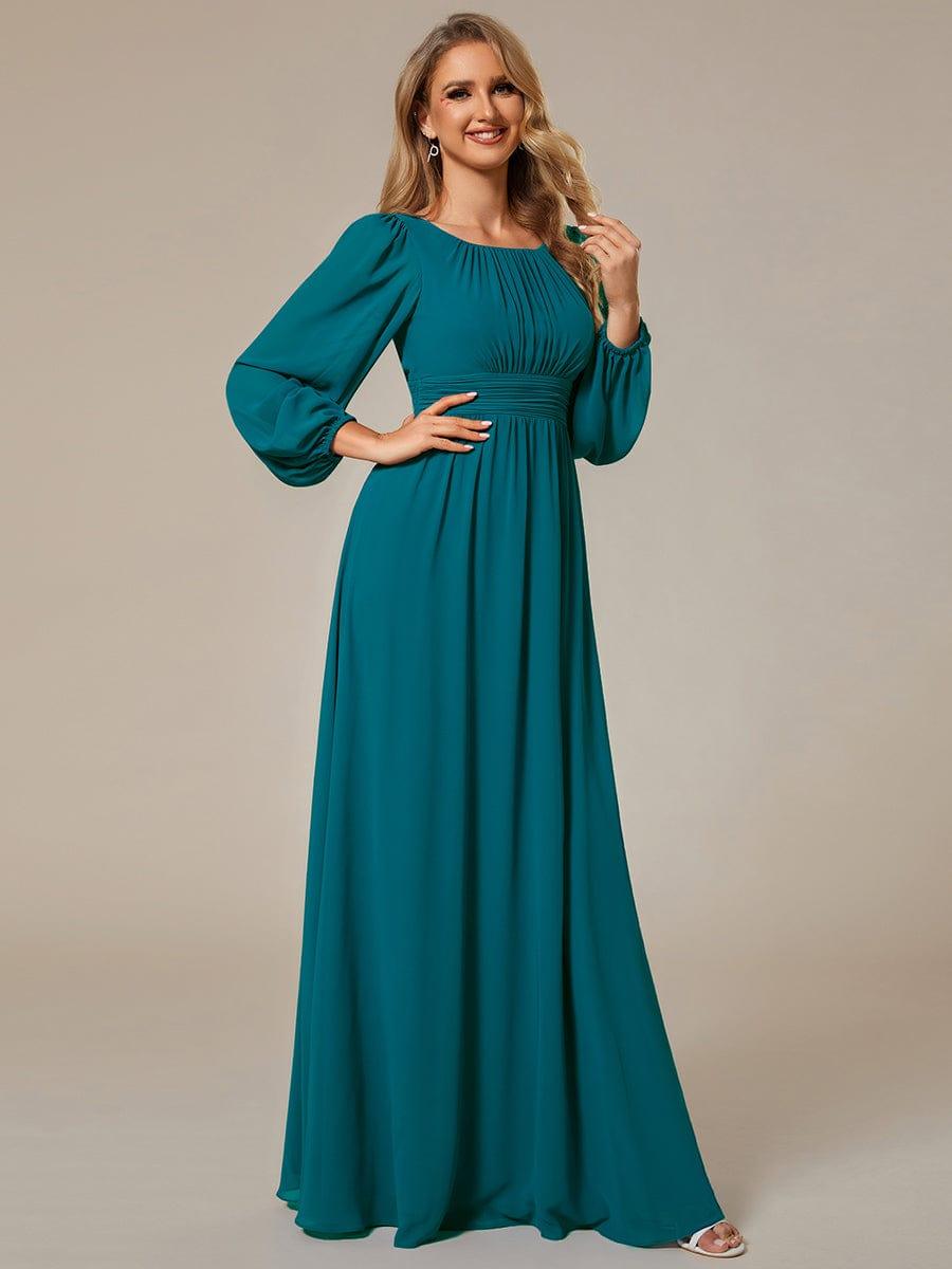ever CELESTE|Long Sleeve Chiffon A-Line Empire Waist Formal Dress