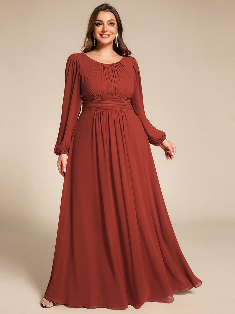 ever CELESTE|Chiffon Long Sleeve A-Line Round Neckline Formal Dress