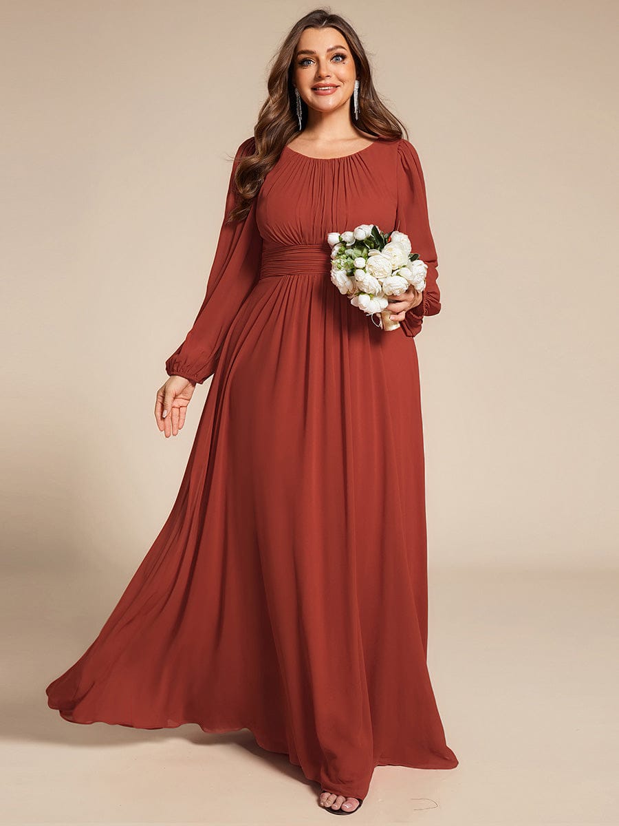 ever CELESTE|Chiffon Long Sleeve A-Line Round Neckline Formal Dress