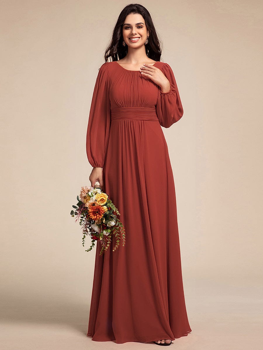 ever CELESTE|Chiffon Long Sleeve A-Line Round Neckline Formal Dress