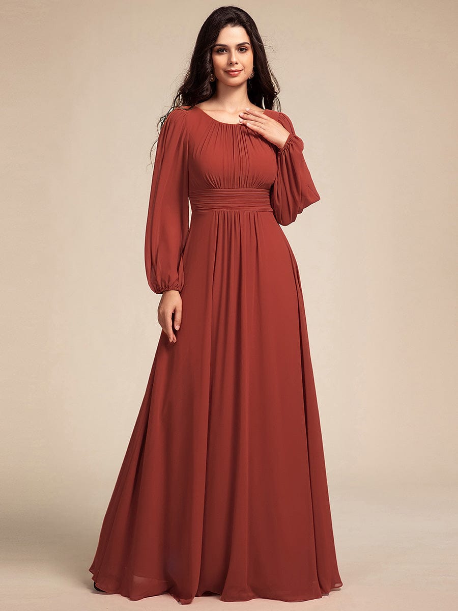 ever CELESTE|Long Sleeve Chiffon A-Line Empire Waist Formal Dress