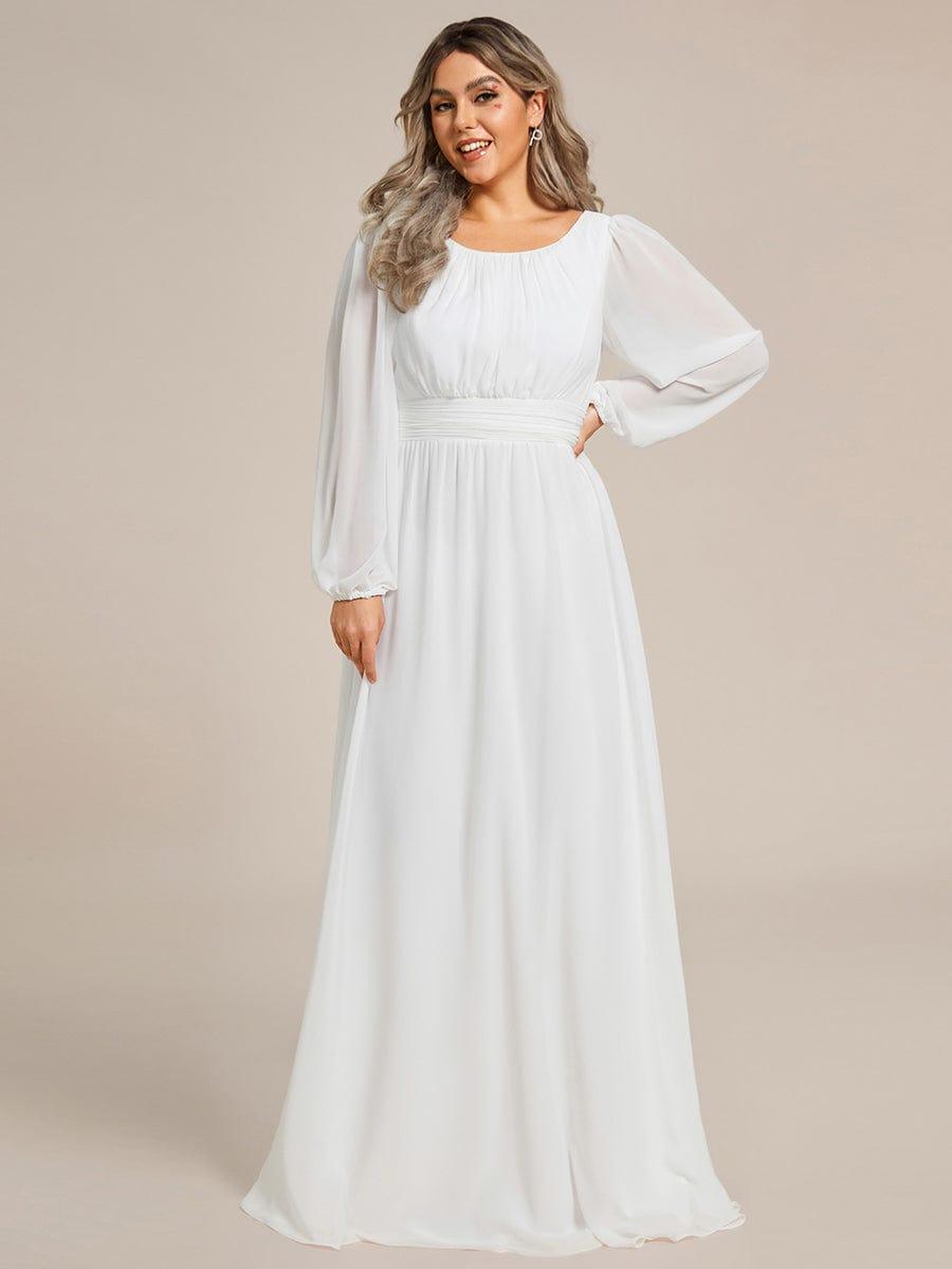 ever CELESTE|Long Sleeve Chiffon A-Line Empire Waist Formal Dress