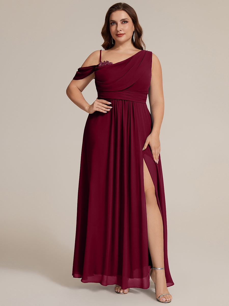 ever ERIKA|Thigh-High Slit Chiffon Dropped shoulders Bridesmaid Dress