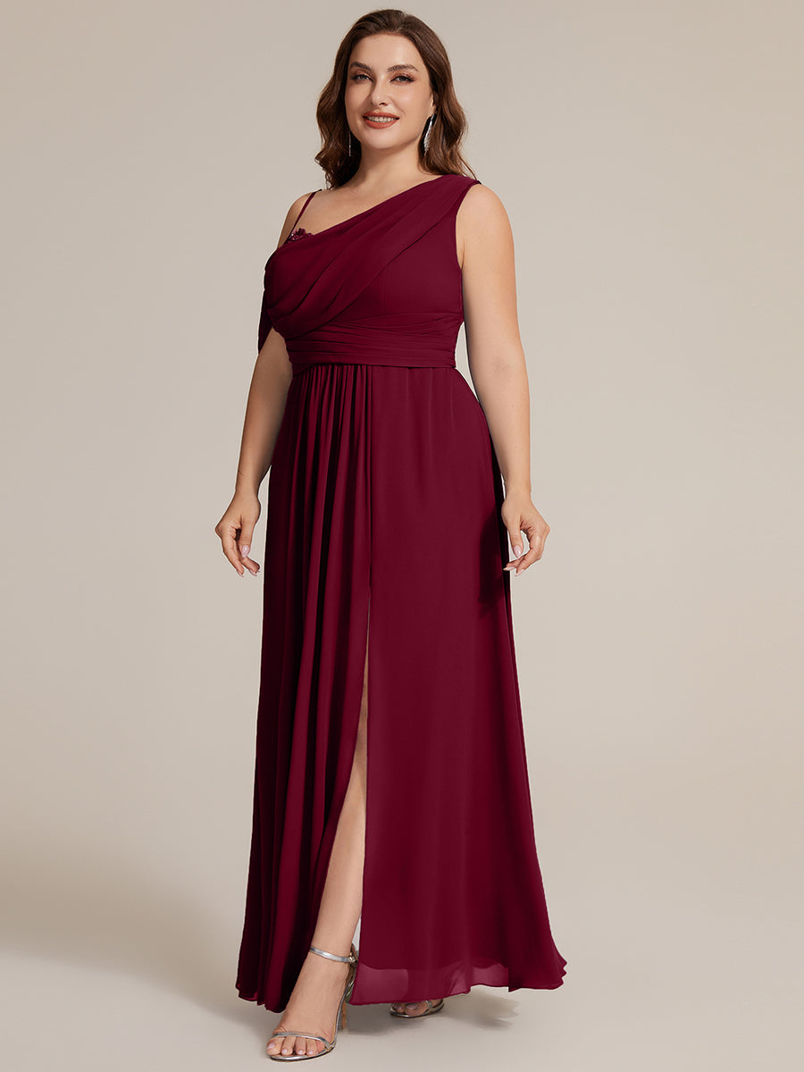 ever ERIKA|Thigh-High Slit Chiffon Dropped shoulders Bridesmaid Dress