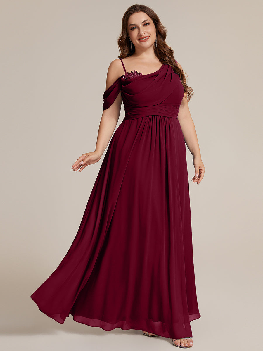 ever ERIKA|Thigh-High Slit Chiffon Dropped shoulders Bridesmaid Dress