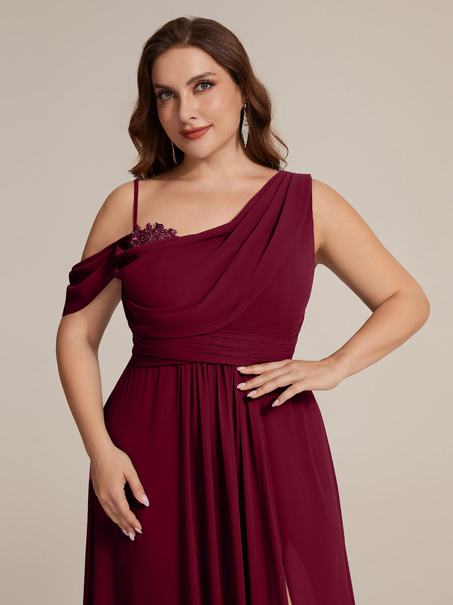ever ERIKA|Thigh-High Slit Chiffon Dropped shoulders Bridesmaid Dress