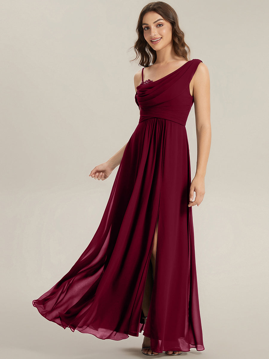 ever ERIKA|Thigh-High Slit Chiffon Dropped shoulders Bridesmaid Dress