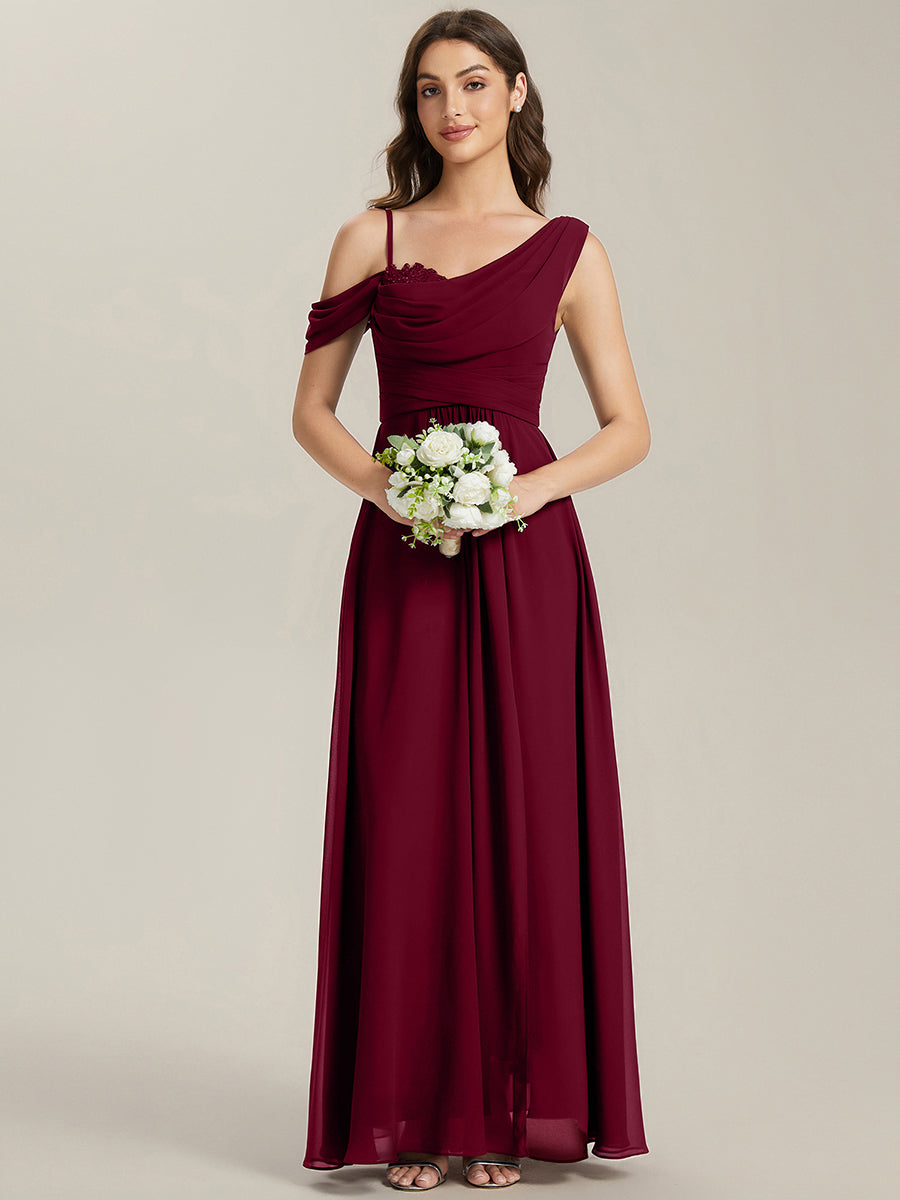 ever ERIKA|Thigh-High Slit Chiffon Dropped shoulders Bridesmaid Dress