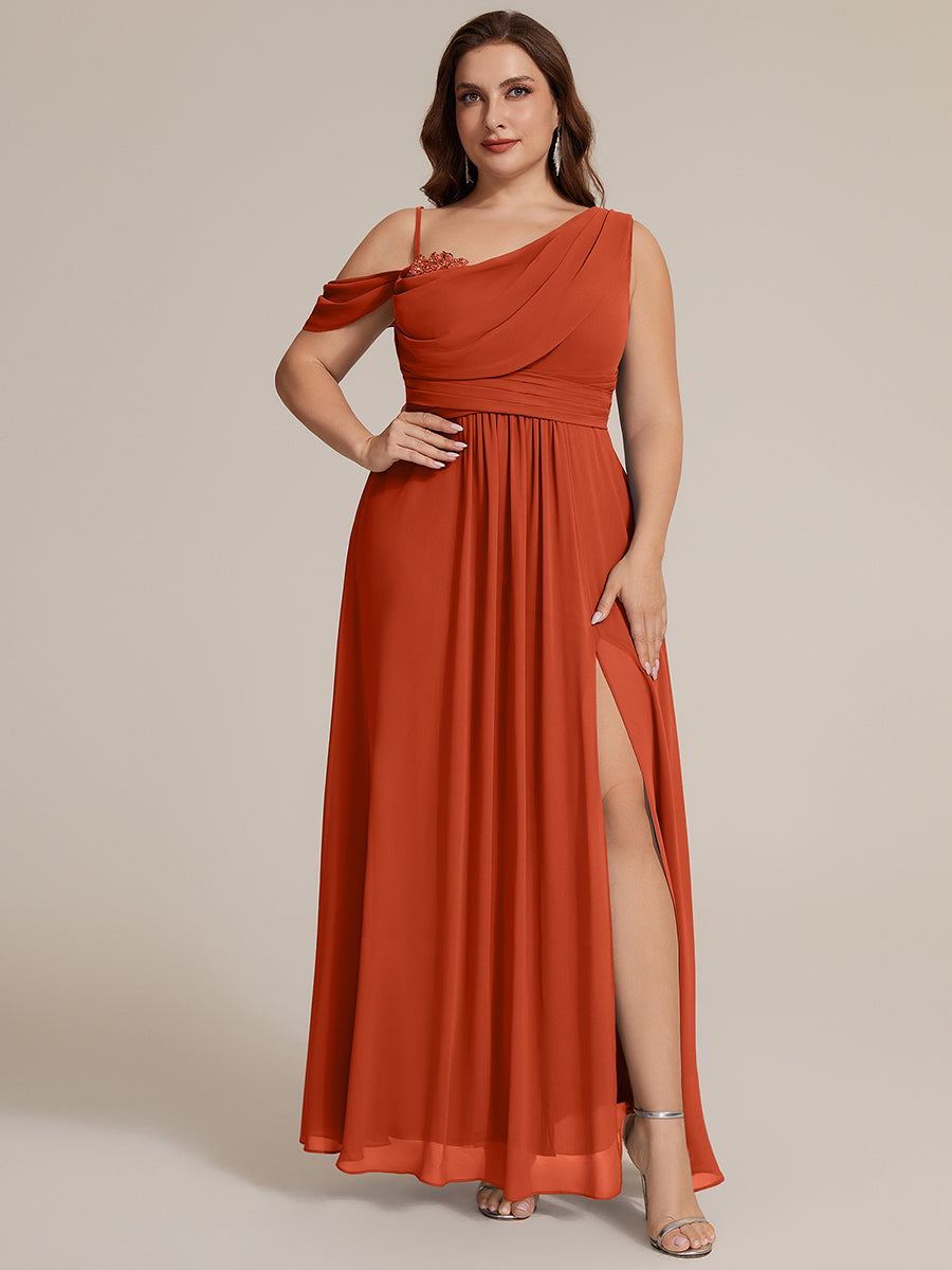 ever ERIKA|Thigh-High Slit Chiffon Dropped shoulders Bridesmaid Dress