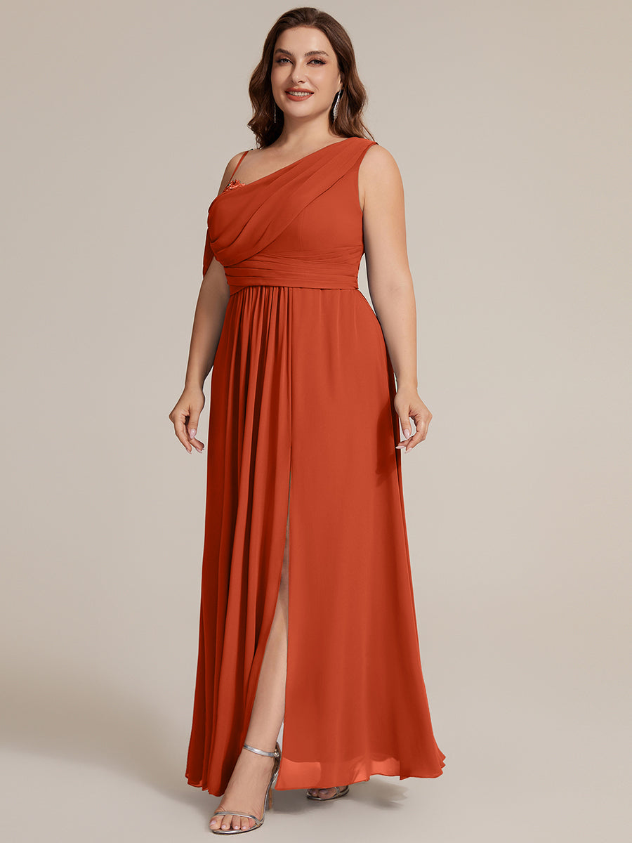 ever ERIKA|Thigh-High Slit Chiffon Dropped shoulders Bridesmaid Dress