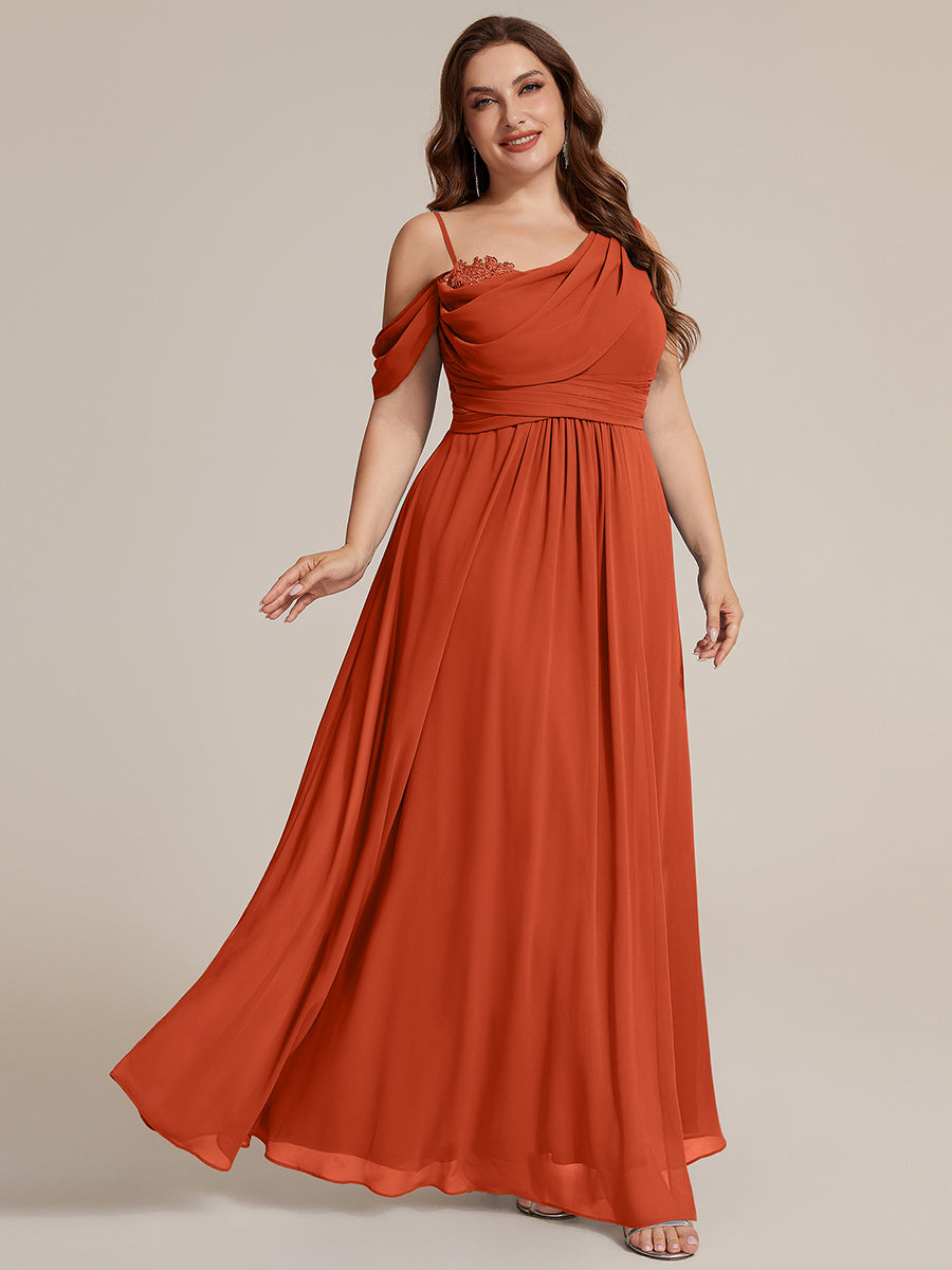 ever ERIKA|Thigh-High Slit Chiffon Dropped shoulders Bridesmaid Dress