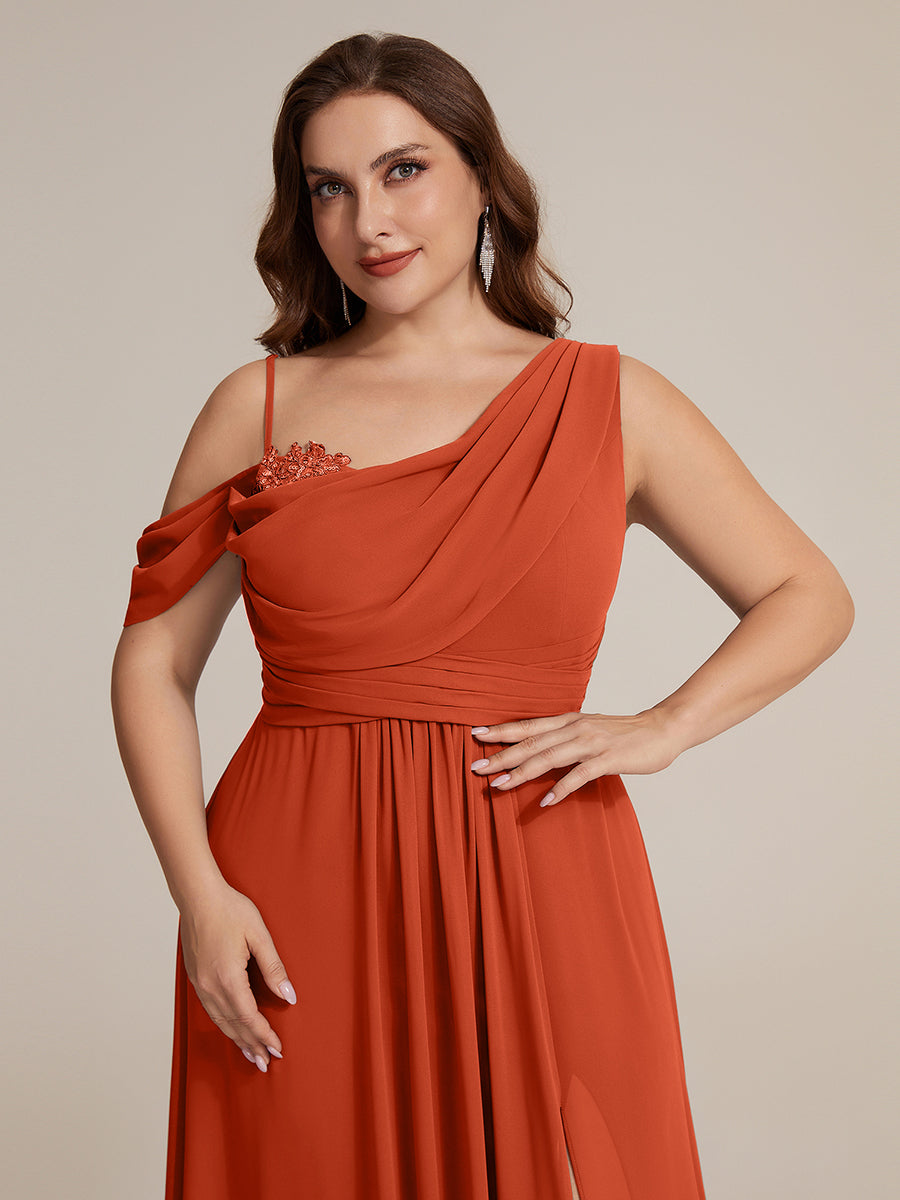 ever ERIKA|Thigh-High Slit Chiffon Dropped shoulders Bridesmaid Dress
