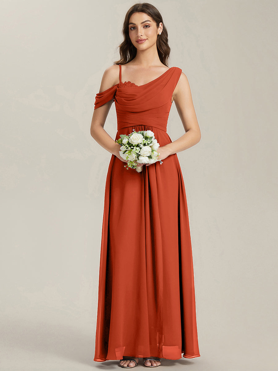 ever ERIKA|Thigh-High Slit Chiffon Dropped shoulders Bridesmaid Dress