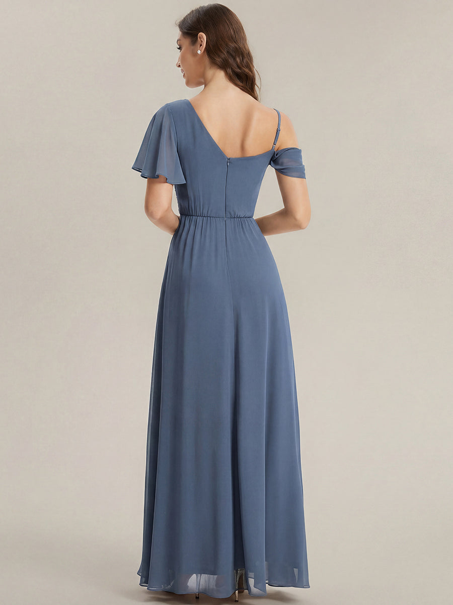 ever ERIKA|Thigh-High Slit Chiffon Dropped shoulders Bridesmaid Dress