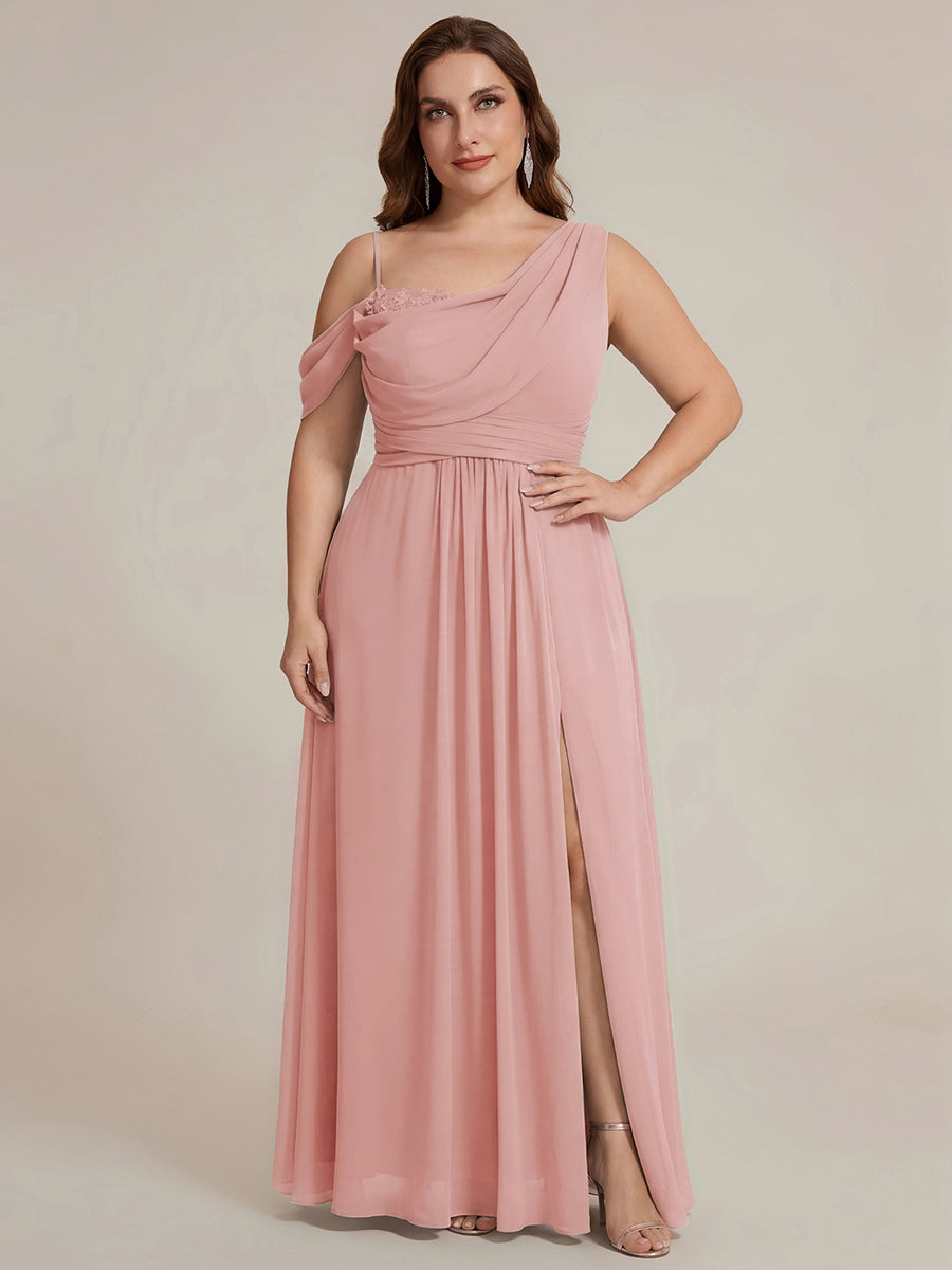 ever ERIKA|Thigh-High Slit Chiffon Dropped shoulders Bridesmaid Dress