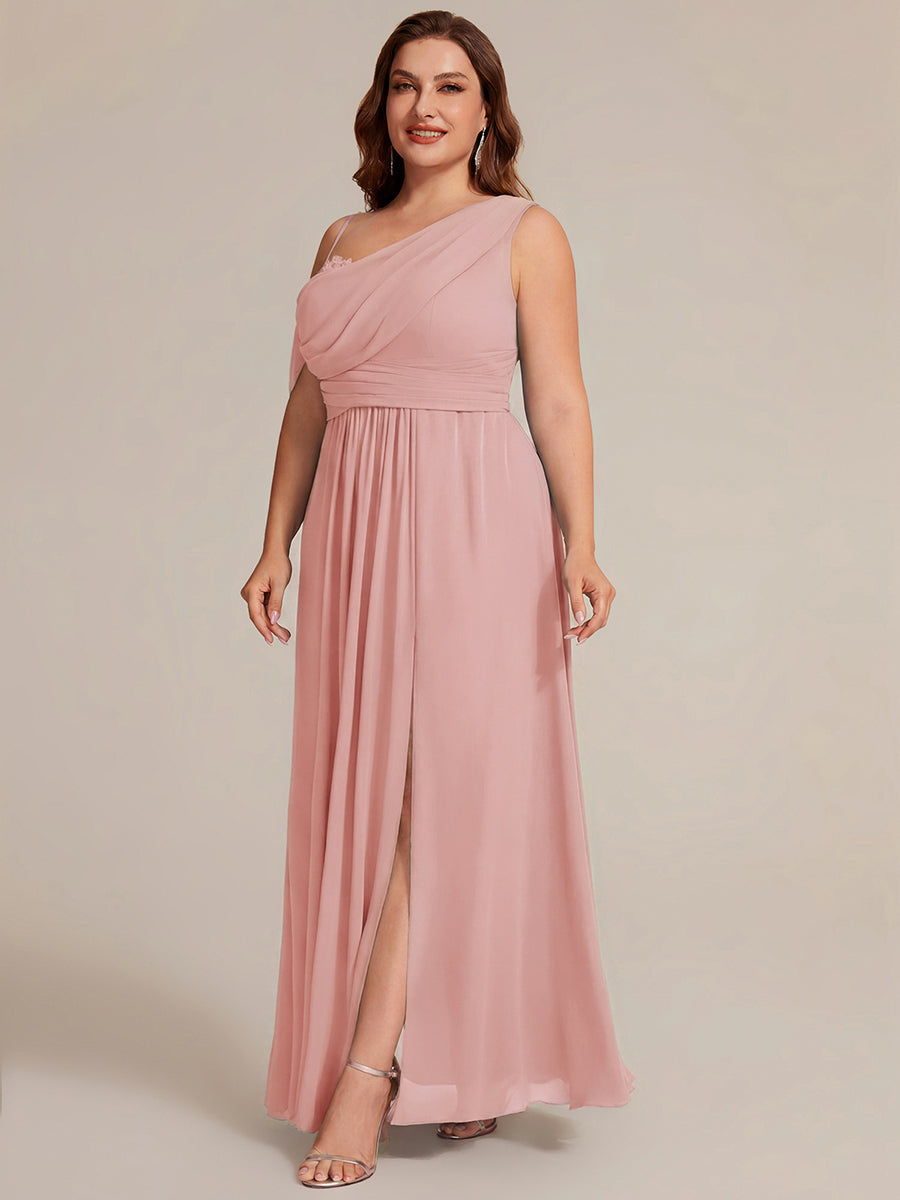 ever ERIKA|Thigh-High Slit Chiffon Dropped shoulders Bridesmaid Dress