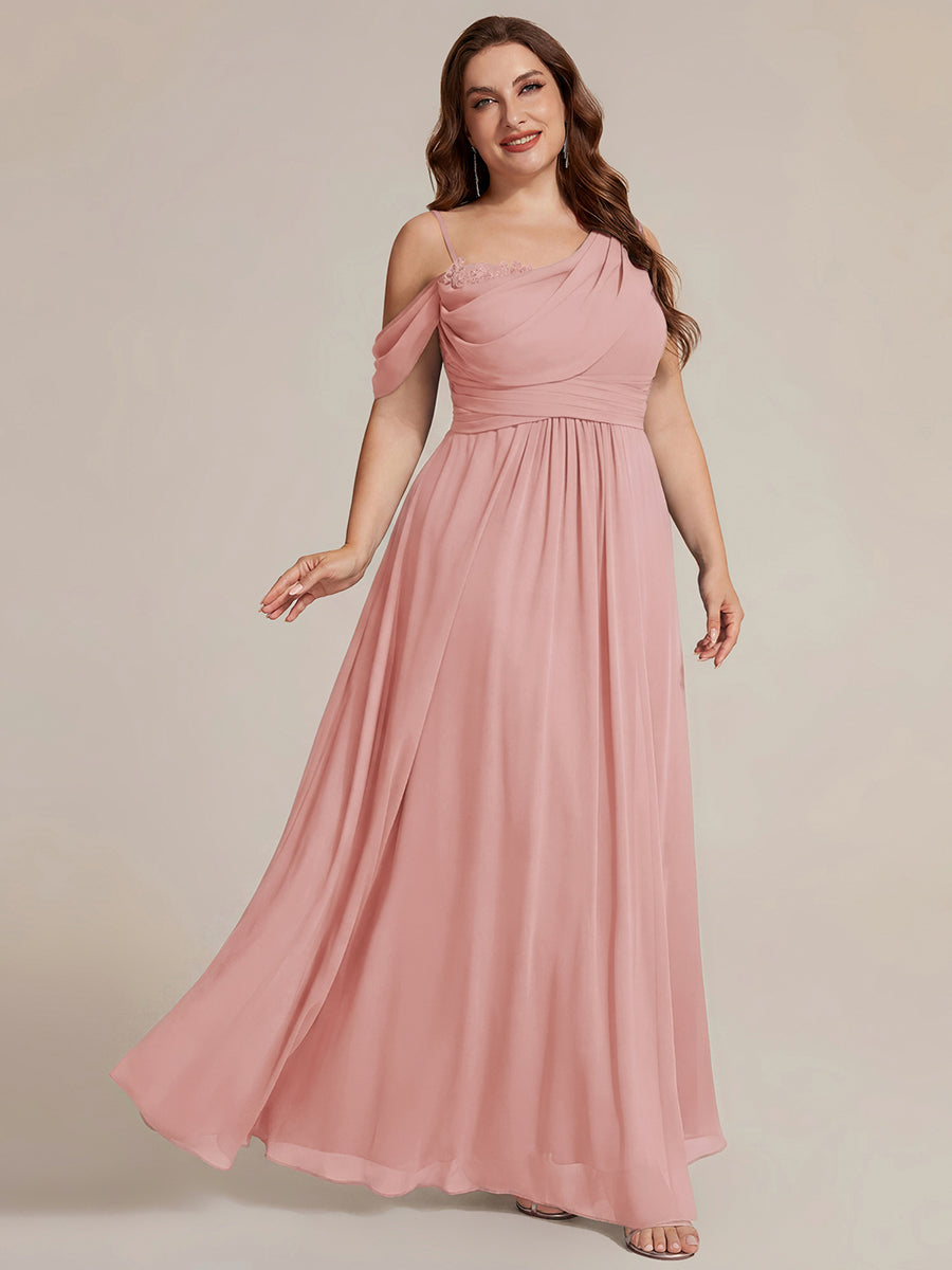 ever ERIKA|Thigh-High Slit Chiffon Dropped shoulders Bridesmaid Dress