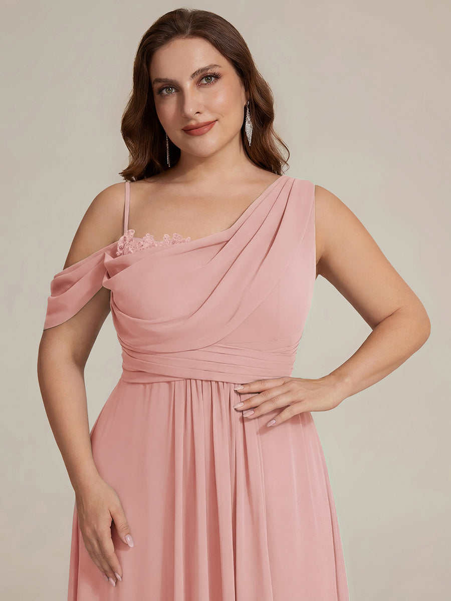 ever ERIKA|Thigh-High Slit Chiffon Dropped shoulders Bridesmaid Dress