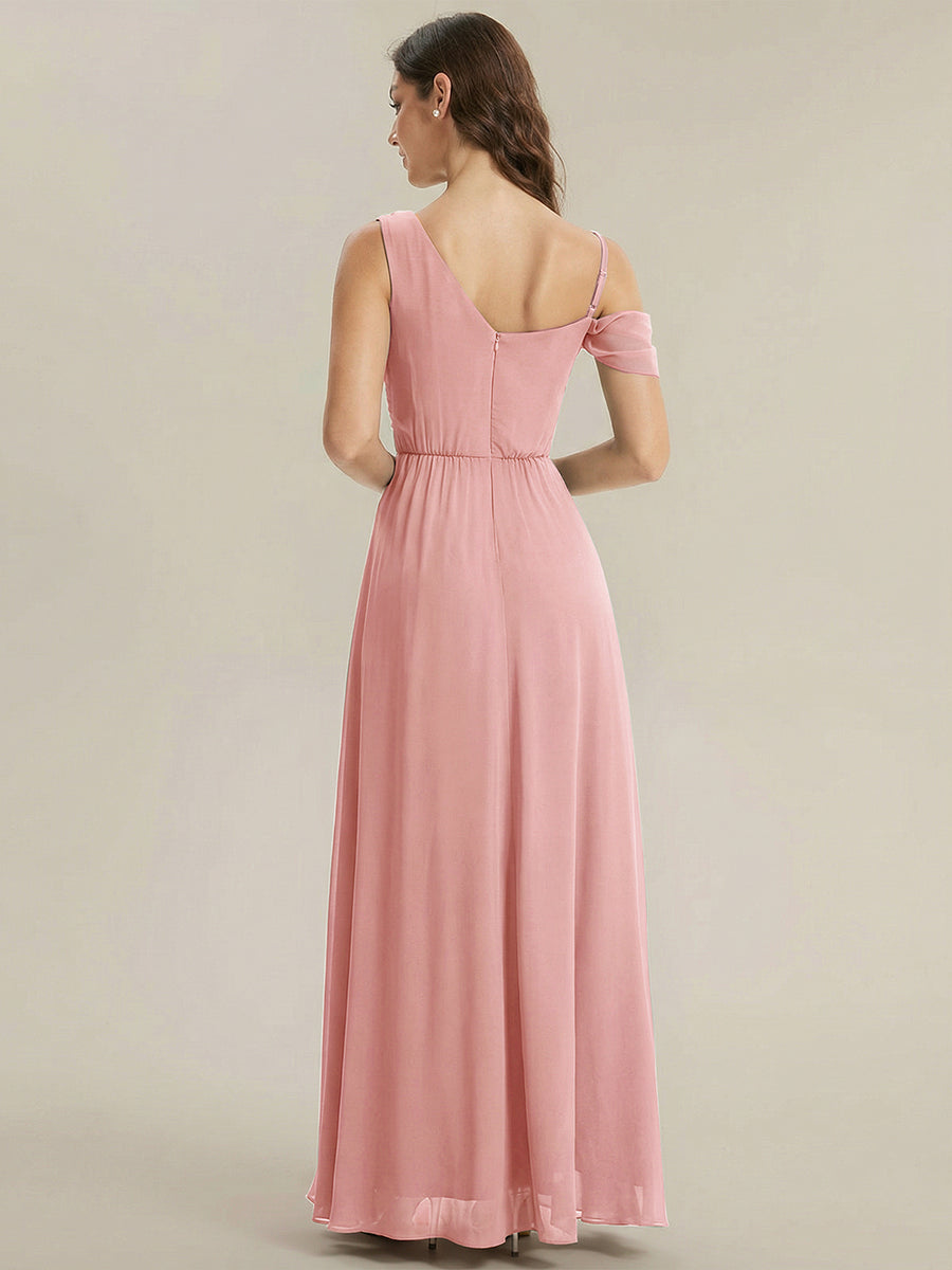 ever ERIKA|Thigh-High Slit Chiffon Dropped shoulders Bridesmaid Dress