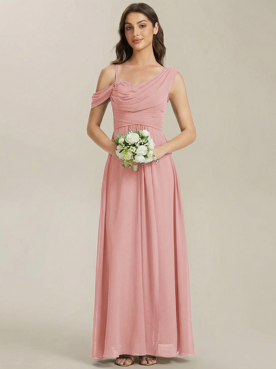 ever ERIKA|Thigh-High Slit Chiffon Dropped shoulders Bridesmaid Dress
