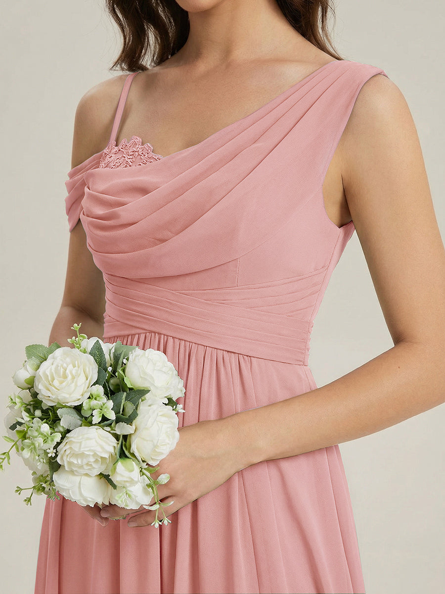 ever ERIKA|Thigh-High Slit Chiffon Dropped shoulders Bridesmaid Dress