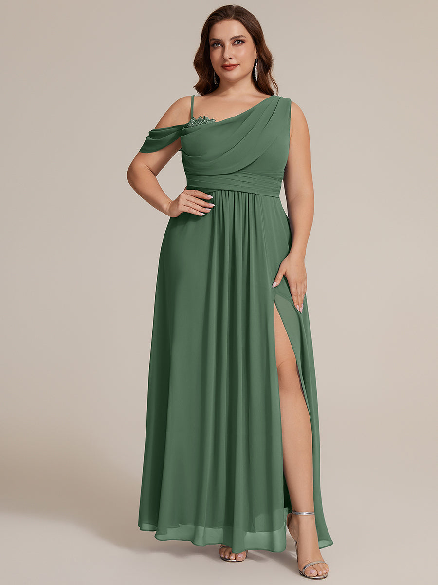 ever ERIKA|Thigh-High Slit Chiffon Dropped shoulders Bridesmaid Dress