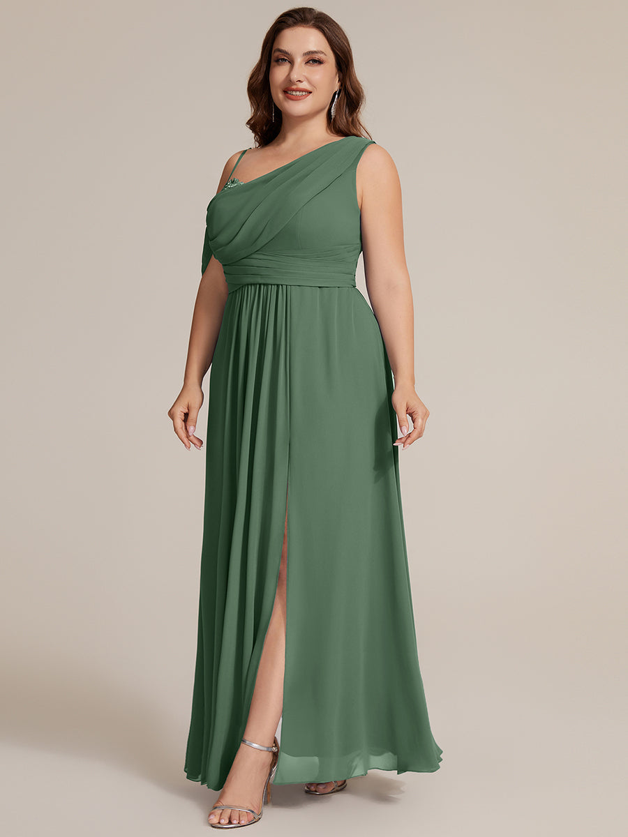 ever ERIKA|Thigh-High Slit Chiffon Dropped shoulders Bridesmaid Dress