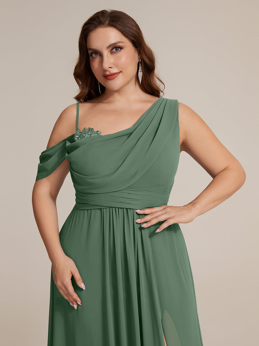 ever ERIKA|Thigh-High Slit Chiffon Dropped shoulders Bridesmaid Dress