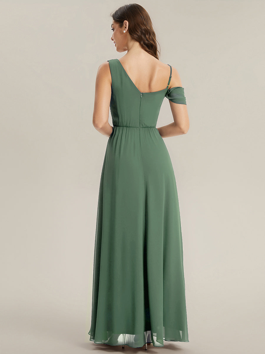 ever ERIKA|Thigh-High Slit Chiffon Dropped shoulders Bridesmaid Dress