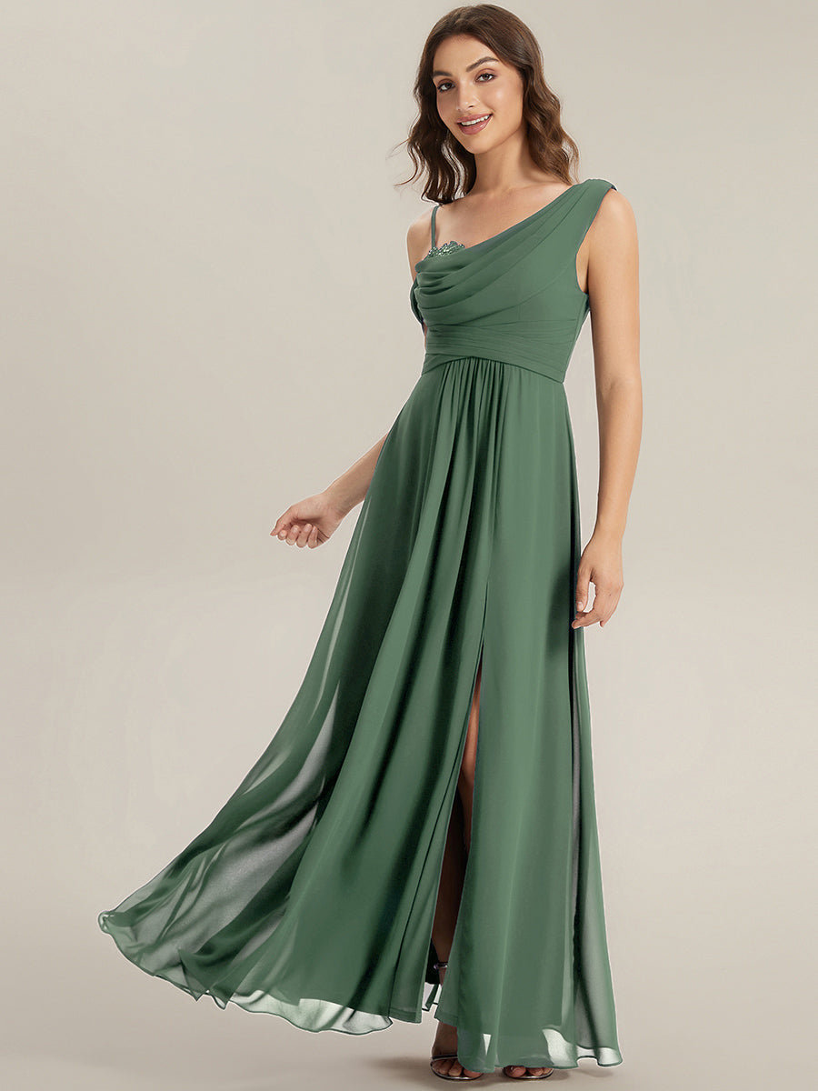 ever ERIKA|Thigh-High Slit Chiffon Dropped shoulders Bridesmaid Dress