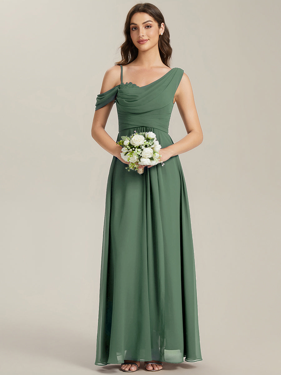 ever ERIKA|Thigh-High Slit Chiffon Dropped shoulders Bridesmaid Dress