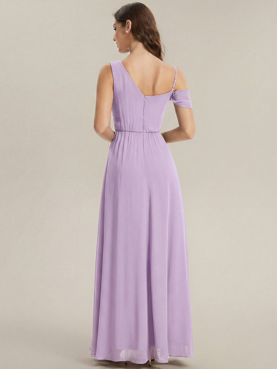 ever ERIKA|Thigh-High Slit Chiffon Dropped shoulders Bridesmaid Dress