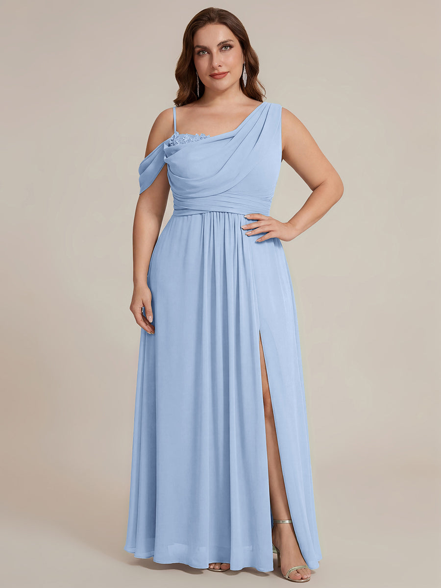 ever ERIKA|Thigh-High Slit Chiffon Dropped shoulders Bridesmaid Dress