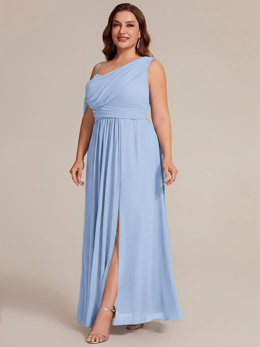 ever ERIKA|Thigh-High Slit Chiffon Dropped shoulders Bridesmaid Dress