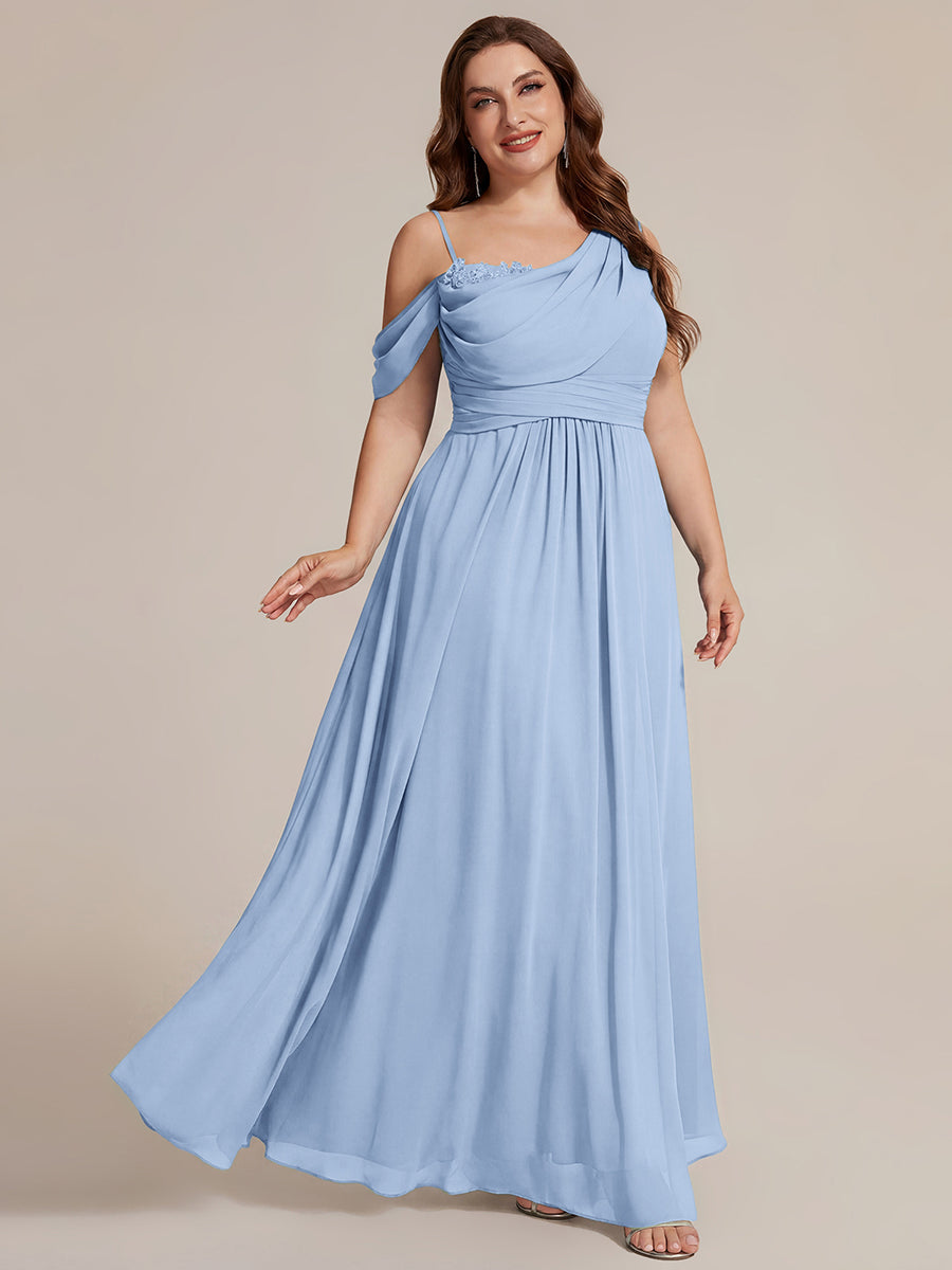 ever ERIKA|Thigh-High Slit Chiffon Dropped shoulders Bridesmaid Dress