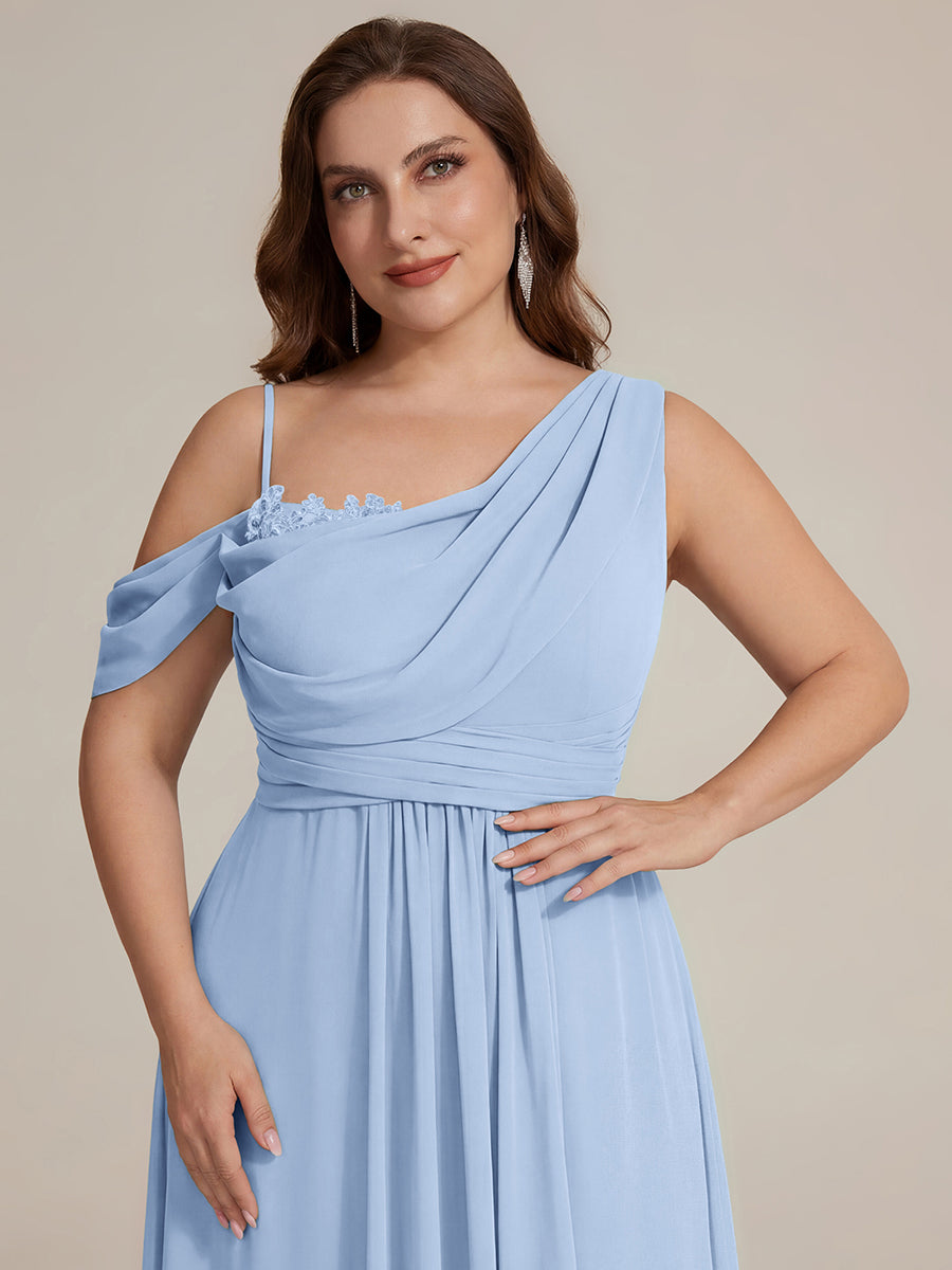 ever ERIKA|Thigh-High Slit Chiffon Dropped shoulders Bridesmaid Dress