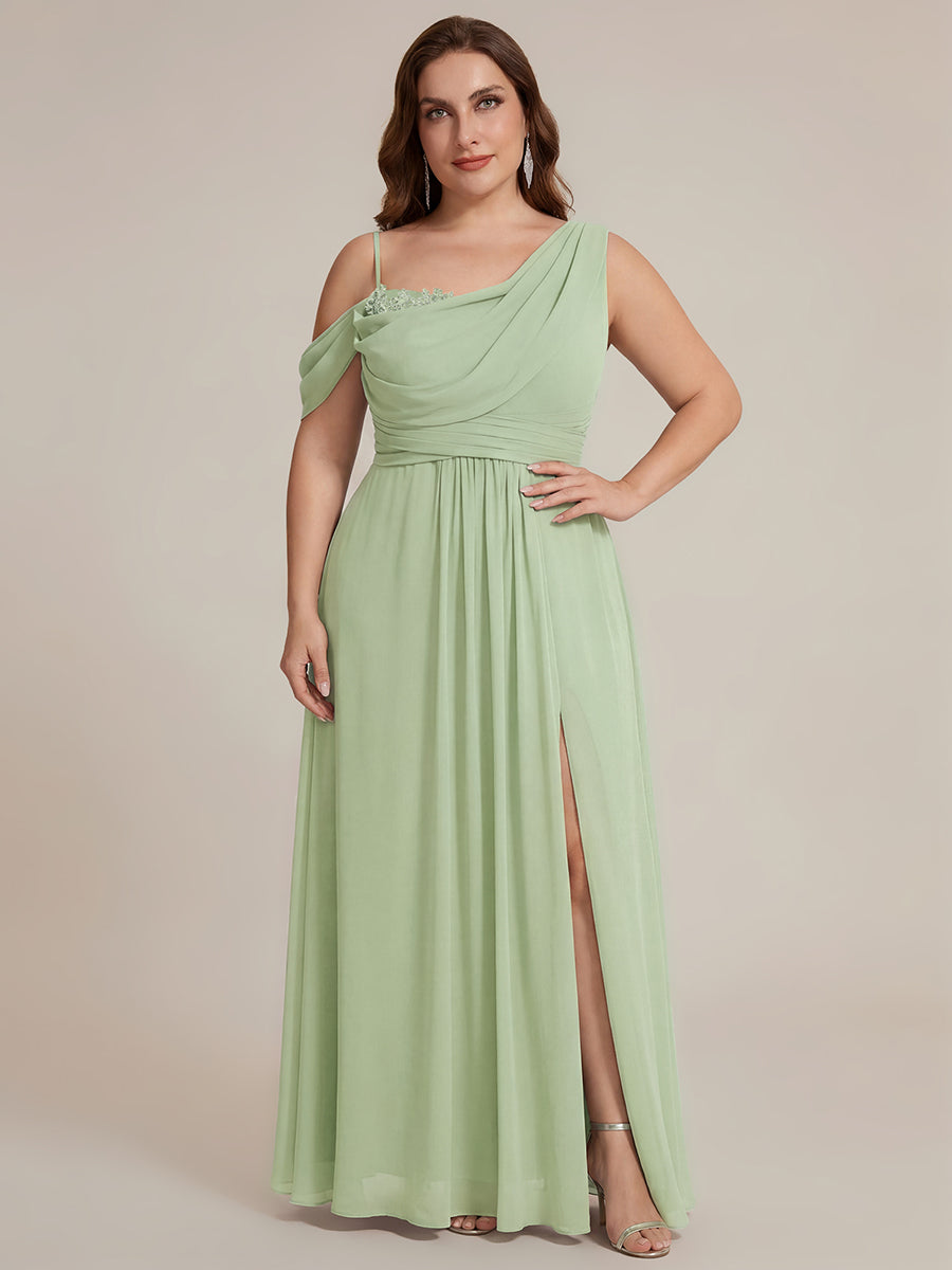 ever ERIKA|Thigh-High Slit Chiffon Dropped shoulders Bridesmaid Dress