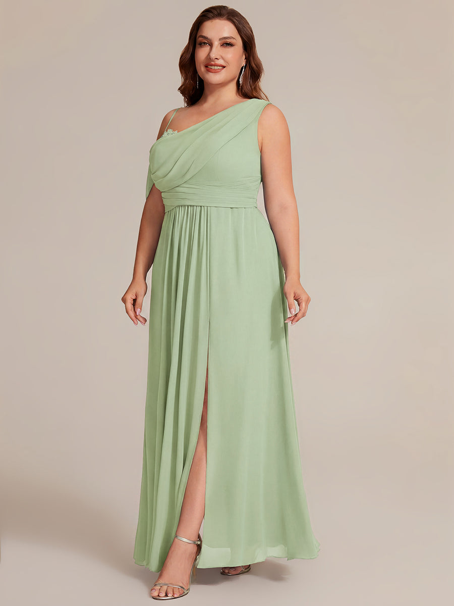 ever ERIKA|Thigh-High Slit Chiffon Dropped shoulders Bridesmaid Dress