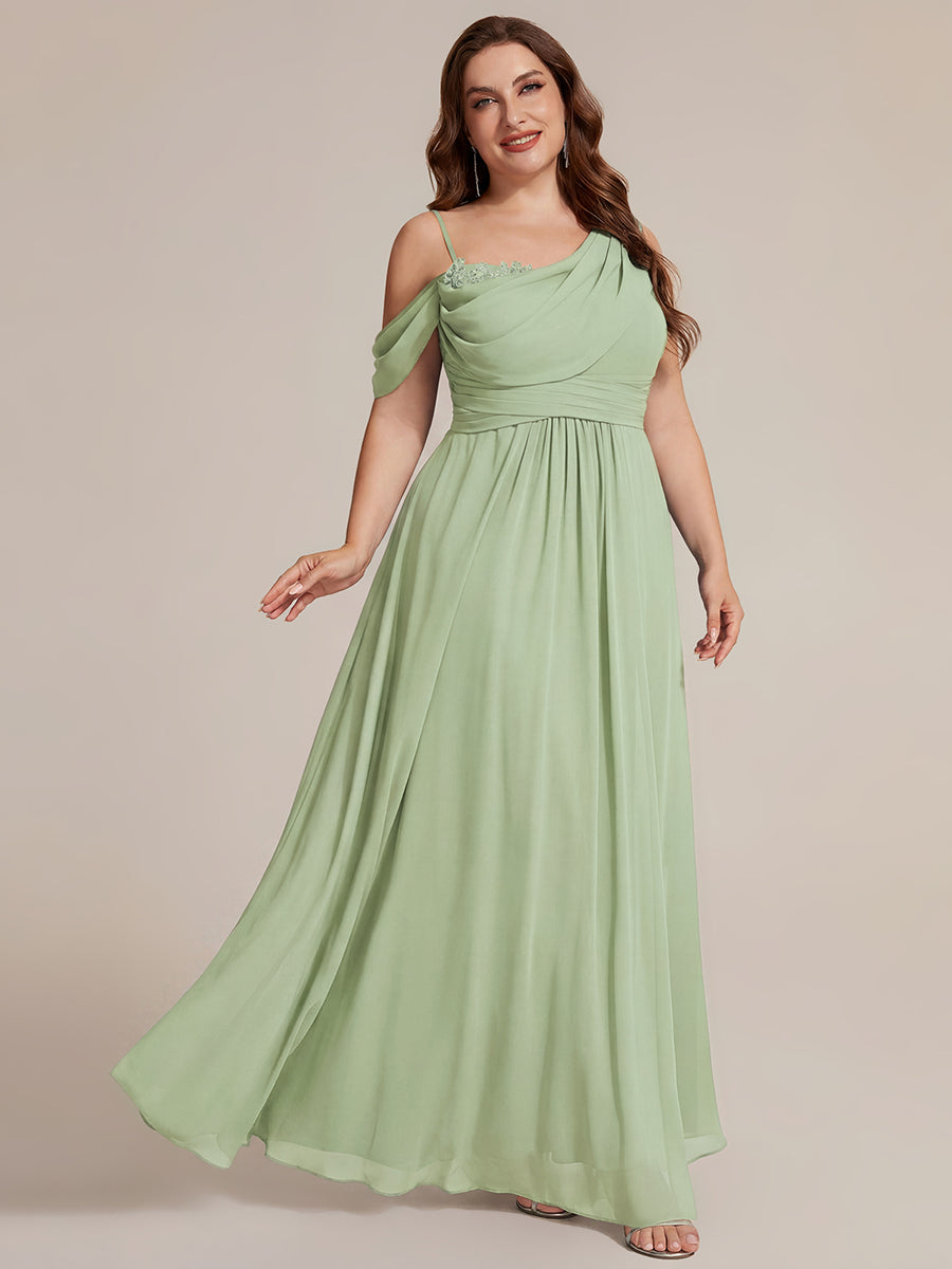 ever ERIKA|Thigh-High Slit Chiffon Dropped shoulders Bridesmaid Dress