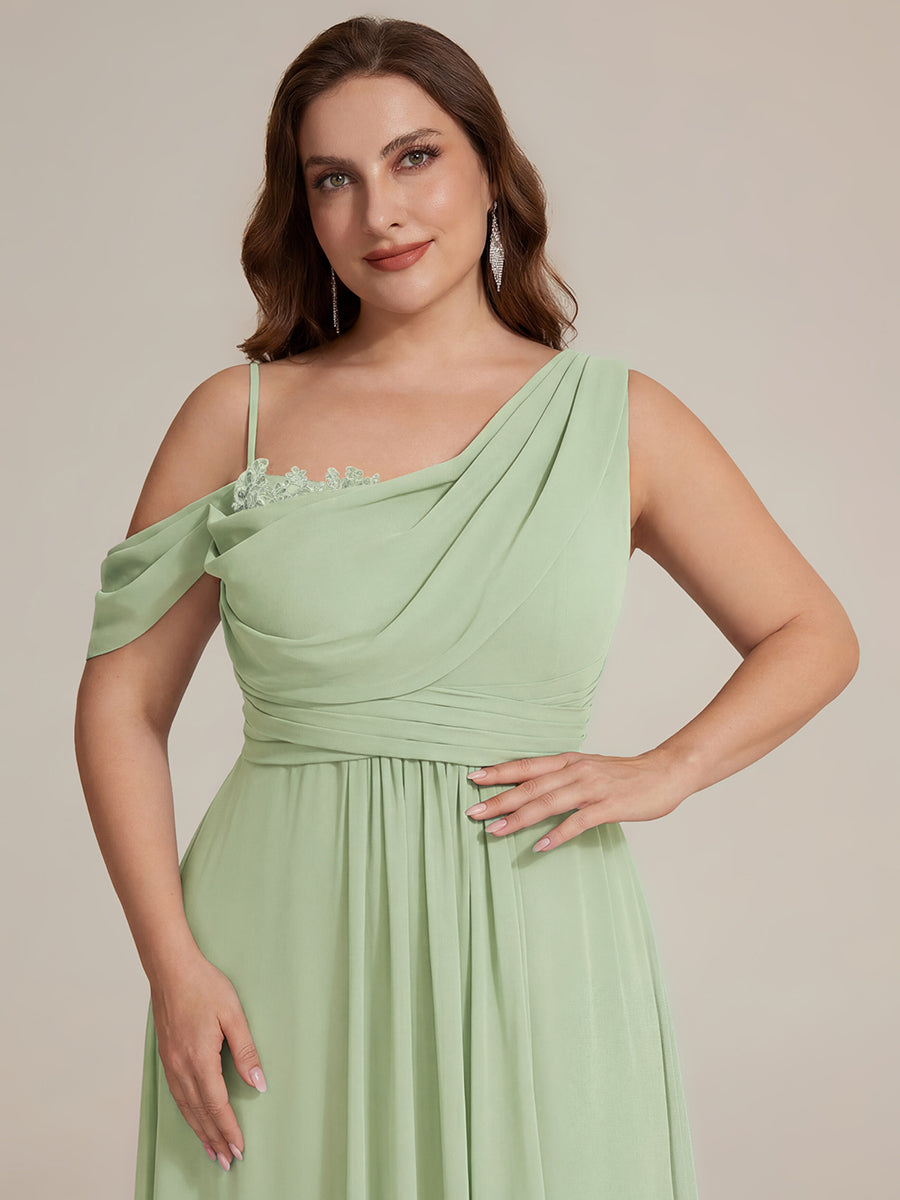 ever ERIKA|Thigh-High Slit Chiffon Dropped shoulders Bridesmaid Dress