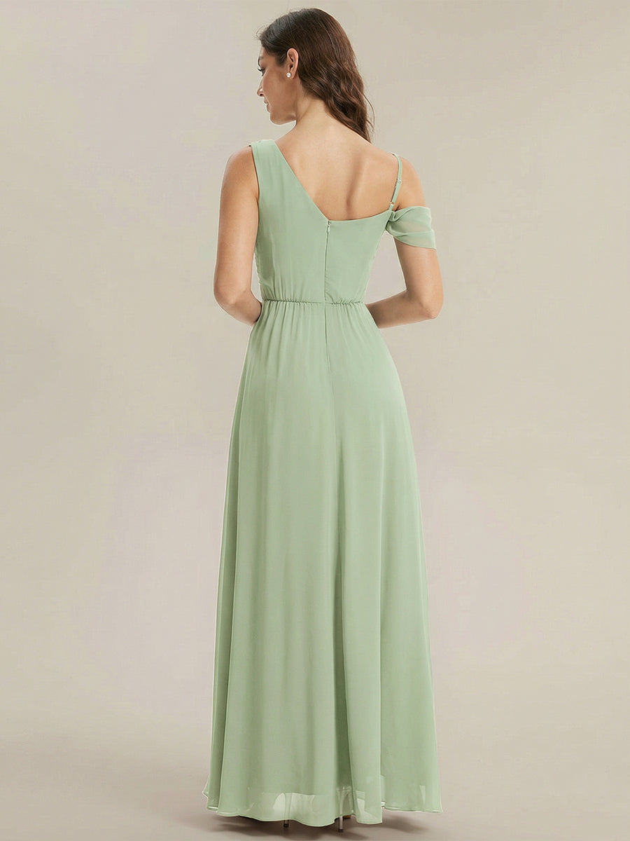 ever ERIKA|Thigh-High Slit Chiffon Dropped shoulders Bridesmaid Dress