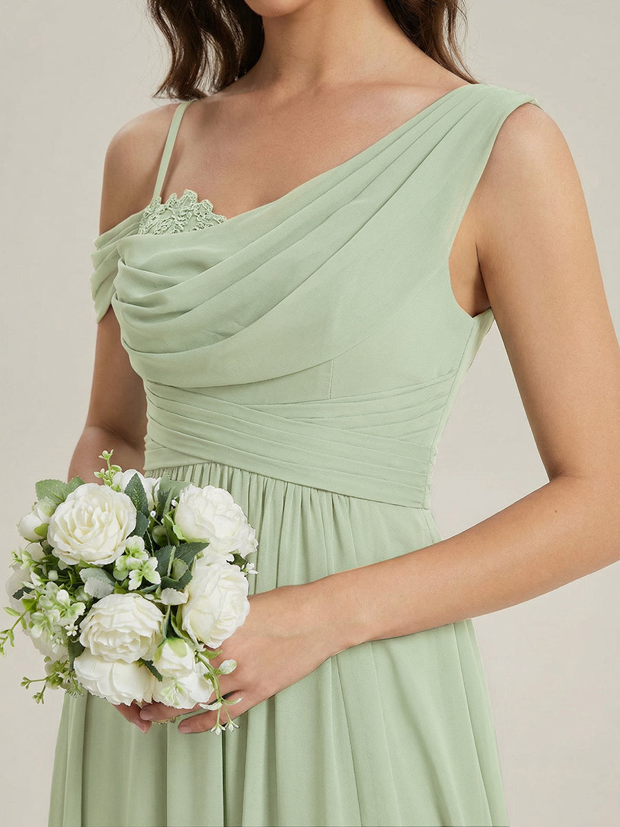 ever ERIKA|Thigh-High Slit Chiffon Dropped shoulders Bridesmaid Dress