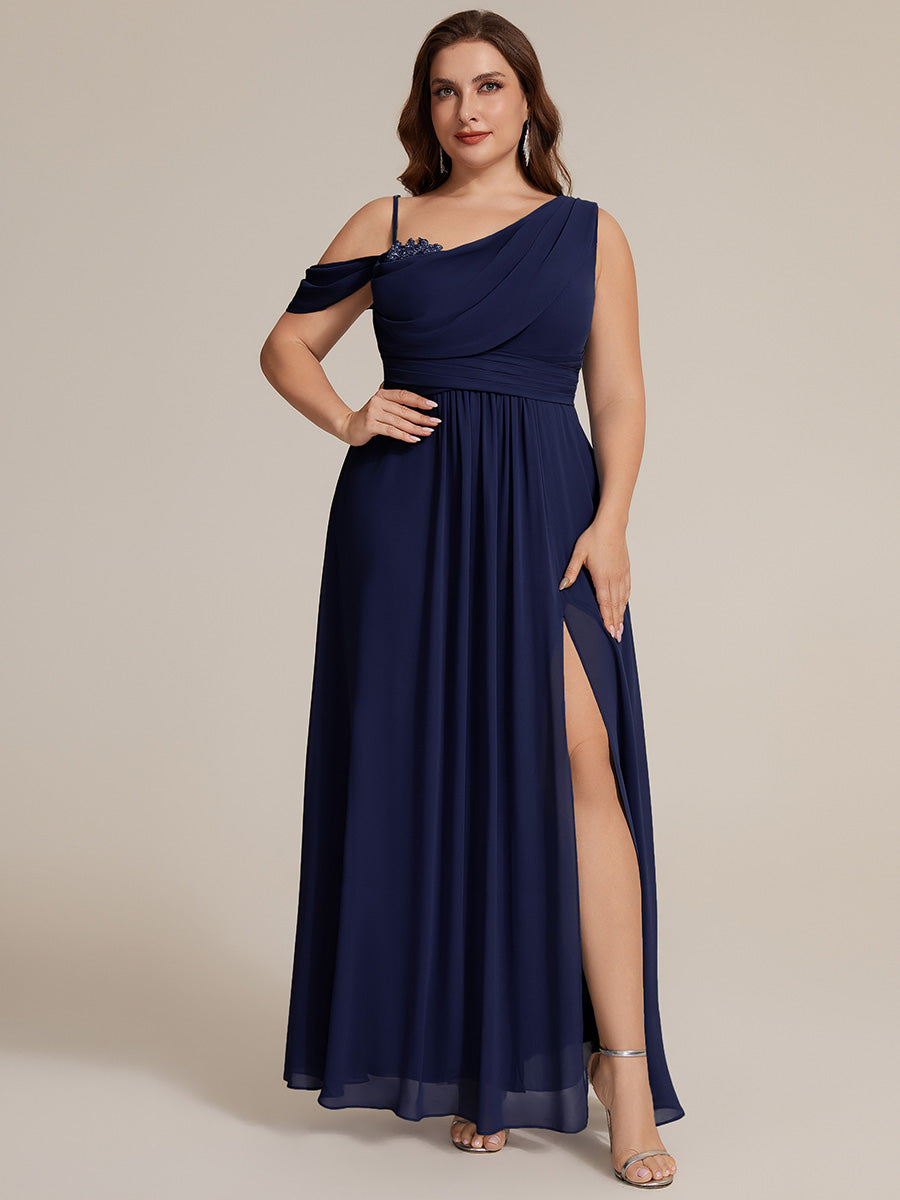 ever ERIKA|Thigh-High Slit Chiffon Dropped shoulders Bridesmaid Dress